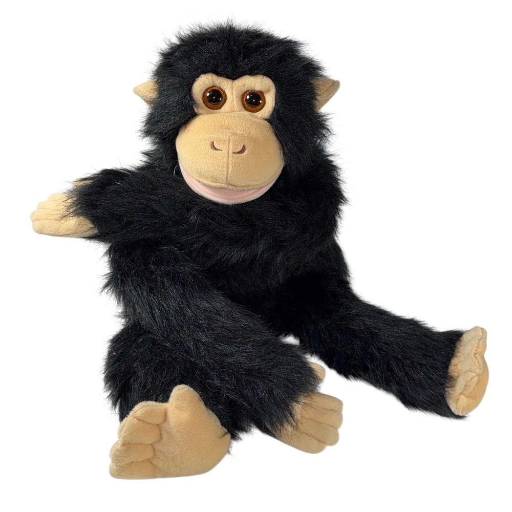 The Puppet Company Chimpanzee Hand Puppet Black Shaggy Faux Fur Plush Monkey 18"